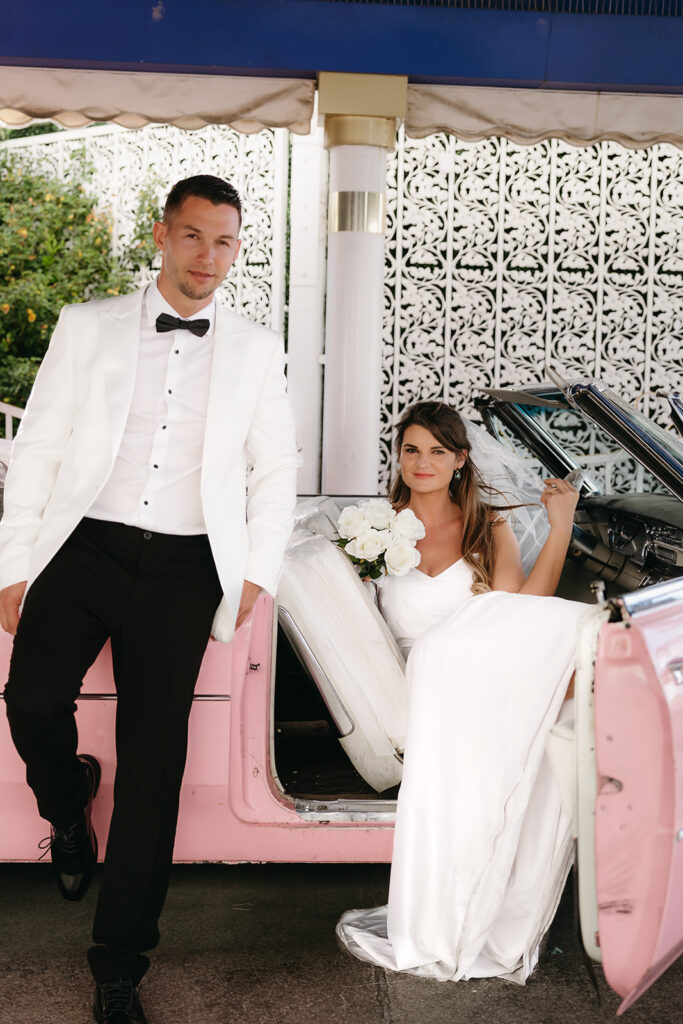 Svatební fotografie růžový Kabriolet Las Vegas